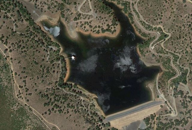 The Priest Reservoir is a 674 million-gallon basin, located about 150 miles east of San Francisco, that provides water for 2.6 million people in the San Francisco Bay Area. (Courtesy, Google Earth)