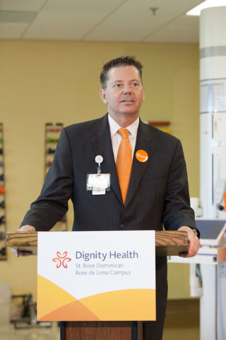 Bernie Miller, director of the inpatient rehabilitation facility, speaks during a media event at St. Rose Dominican Hospitals Rose de Lima campus, 102 E. Lake Mead Parkway. (Special to View)