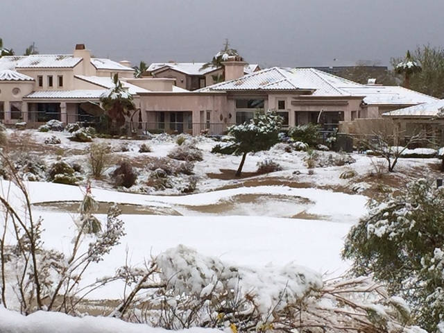 Snow in Summerlin, Monday, Feb. 23, 2015. (Courtesy/Barbara DeRosa)