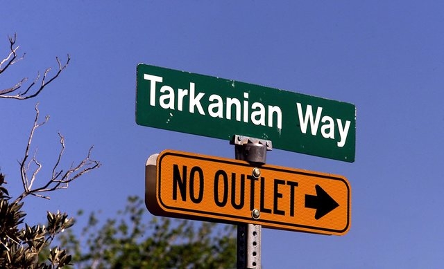 Tarkanian Way, named after legendary UNLV Rebels basketball coach Jerry Tarkanian, marks the entrance to the Thomas & Mack Center in Las Vegas, March 29, 2009. Tarkanian lead the Rebels to 1990 NC ...