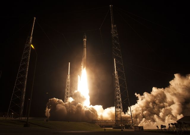 An Atlas V rocket is shown in this NASA handout carrying NASA's Magnetospheric Multiscale (MMS) spacecraft onboard launches from the Cape Canaveral Air Force Station Space Launch Complex 41, in Ca ...