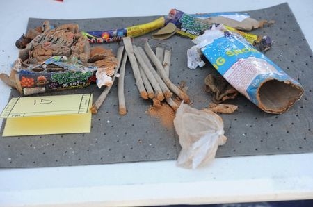 Fireworks are pictured in this undated handout evidence photo provided by the U.S. Attorney's Office in Boston,March 25, 2015. (Reuters/U.S. Attorney's Office/Handout)