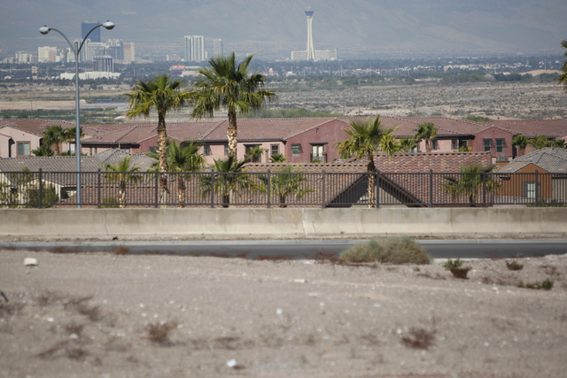 The view from the proposed site of a Bell Creameries distribution center is seen at the intersection of Olsen Street and Eaglerock Street in Henderson on Monday, March 16, 2015. The Henderson City ...