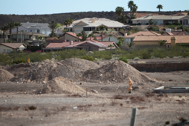 The proposed site of a Bell Creameries distribution center is seen at the intersection of Olsen Street and Eaglerock Street in Henderson on Monday, March 16, 2015. The Henderson City Council is sc ...