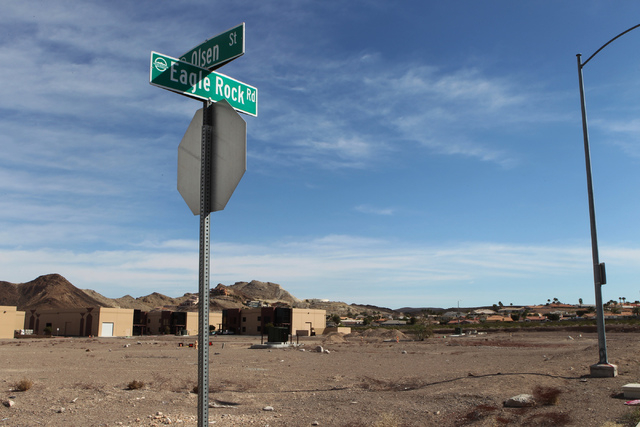 The proposed site of a Bell Creameries distribution center is seen at the intersection of Olsen Street and  Eaglerock Street in Henderson on Monday, March 16, 2015. The Henderson City Council is s ...