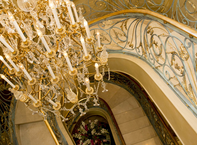 Tonya Harvey/Real Estate Millions 
Continuing up to the third floor, the 18-carat gold-detailed patina and marble staircase surrounds a huge crystal chandelier that the Shulmans discovered on one  ...
