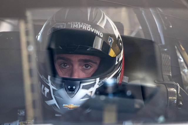 Mar 6, 2015; Las Vegas, NV, USA; Sprint Cup Series driver Jimmie Johnson (48) during practice for the Kobalt 400 at Las Vegas Motor Speedway. Mandatory Credit: Jerome Miron-USA TODAY Sports