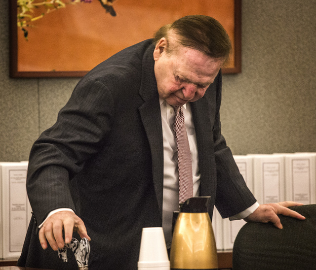 Las Vegas Sands Corp. Chairman and CEO Sheldon Adelson,  took the witness stand at Clark County Justice Center on Tuesday, April 28,2015. Steven Jacobs, former president of Sands Macau, is suing S ...