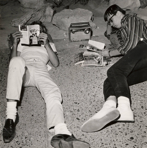 Beatles fans camp overnight outside the Las Vegas Convention Center on June 29, 1964 as they wait for concert tickets to go on sale. (Terry Todd/Las Vegas Review-Journal)