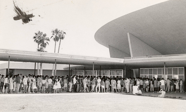 Fans of the British rock 'n' roll band The Beatles line up to purchase concert tickets at the Las Vegas Convention Center on June 29, 1964. (Terry Todd/Las Vegas Review-Journal)