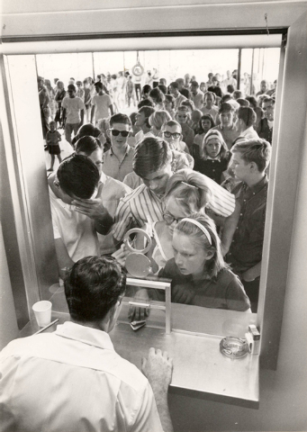 Fans of The Beatles purchase concert tickets at the Las Vegas Convention Center on June 29, 1964. (Terry Todd/Las Vegas Review-Journal)