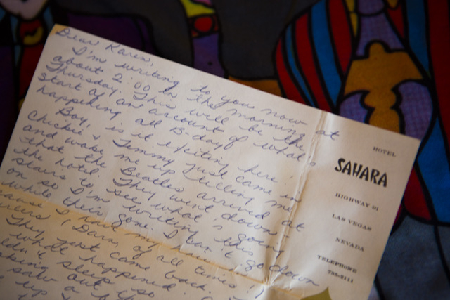 In a letter written to her friend at 2 a.m. on the day of the Beatles' Las Vegas shows, Christie Mullikin Jones begins to record the events of what she dubs "B-day." (Jeff Scheid/Las Vegas Review- ...