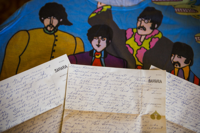 Christie Mullikin Jones attended a 1964 Beatles show in Las Vegas and wrote letters -- on official Sahara stationery -- to her friend describing what she saw and heard. (Jeff Scheid/Las Vegas Revi ...