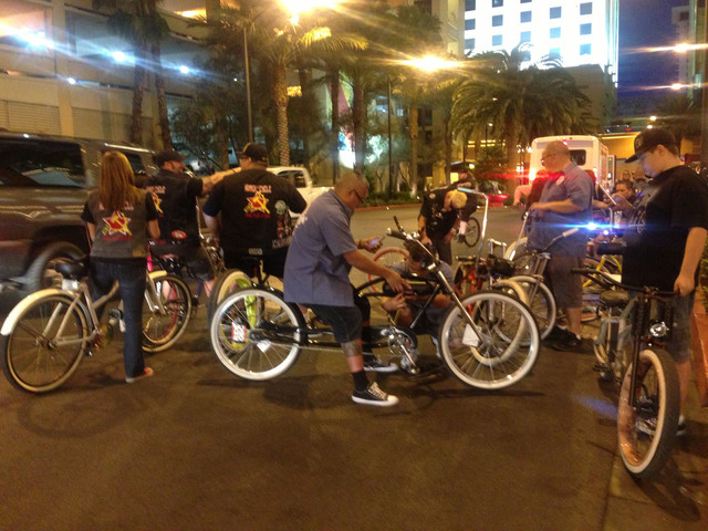 Blinking bikes cruisers light up downtown Las Vegas Local Las