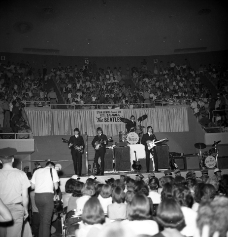 The Beatles perform on stage at the Las Vegas Convention Center on Aug. 20, 1964. (Courtesy Photo/Las Vegas Convention and Visitors Authority)
