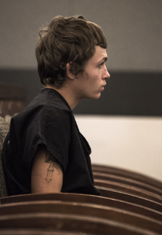 Erich Nowsch, 19, appears in court at the Regional Justice Center, 200 Lewis Ave., in Las Vegas, March 26, 2015, for his plea hearing in connection with the shooting death of 44-year-old Tammy Mey ...