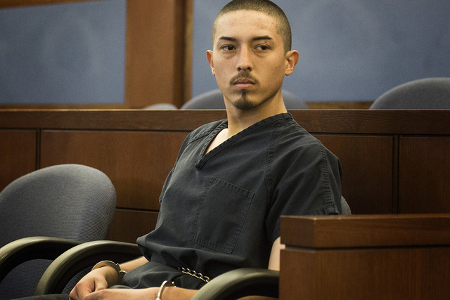 Leonardo Ruesga makes his first court appearance at Regional Justice Center, 200 Lewis Avenue on Thursday, April 2, 2015. He is charged in a DUI crash that killed a woman and her 6-year-old grand ...