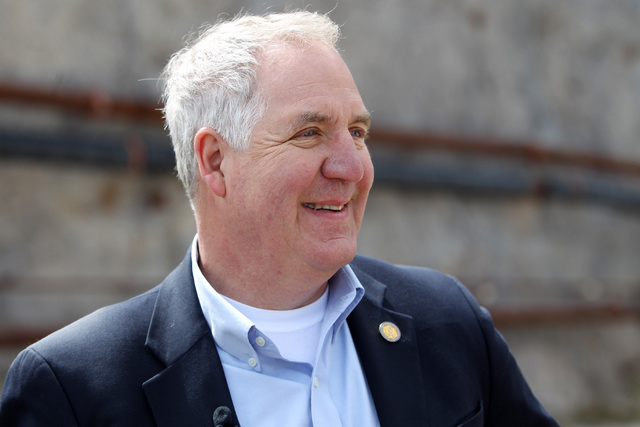 U.S. Rep. John Shimkus, R-Ill, speaks to members of the media after a congressional tour of the Yucca Mountain exploratory tunnel Thursday, April 9, 2015. (Sam Morris/Las Vegas Review-Journal) Fol ...