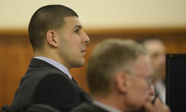 Former NFL player Aaron Hernandez listens during his murder trial in Fall River, Massachusetts  March 27, 2015. (REUTERS/CJ Gunther/Pool)
