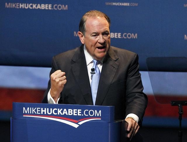 U.S. Republican presidential candidate and former Arkansas Governor Mike Huckabee formallly launches his bid for the 2016 Republican presidential nomination during an event in Hope, Arkansas May 5 ...