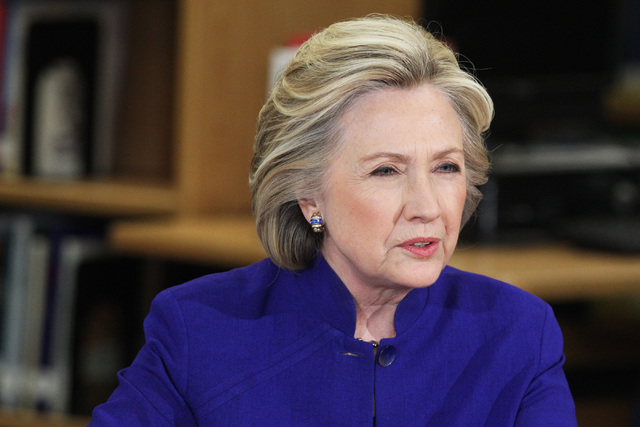 Hillary Clinton speaks during a roundtable discussion on families and immigration Tuesday, May 5, 2015, at Rancho High School. (Sam Morris/Las Vegas Review-Journal) Follow Sam Morris on Twitter @s ...