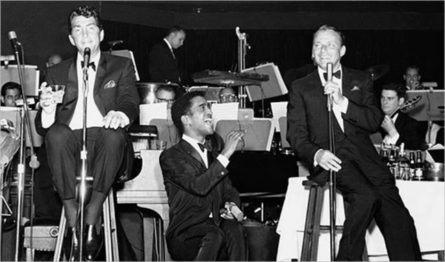 Dean Martin, Sammy Davis Jr. and Frank Sinatra at the Copa Room in an undated picture. (Las Vegas News Bureau)