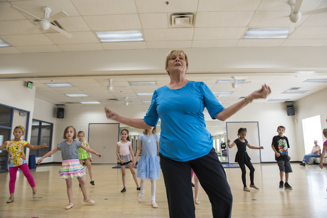 Dance instructor Lori Day, center, teaches her students how to tap dance at the Whitney Ranch Recreation Center in Henderson, Nev., on Thursday, April 23, 2015. (Martin S. Fuentes/Las Vegas Review ...