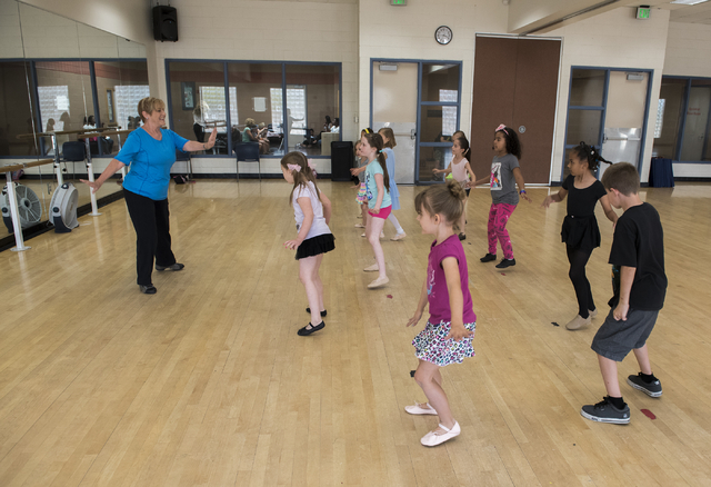 Dance instructor Lori Day, left, teaches her students how to tap dance at the Whitney Ranch Recreation Center in Henderson, Nev., on Thursday, April 23, 2015. (Martin S. Fuentes/Las Vegas Review-J ...
