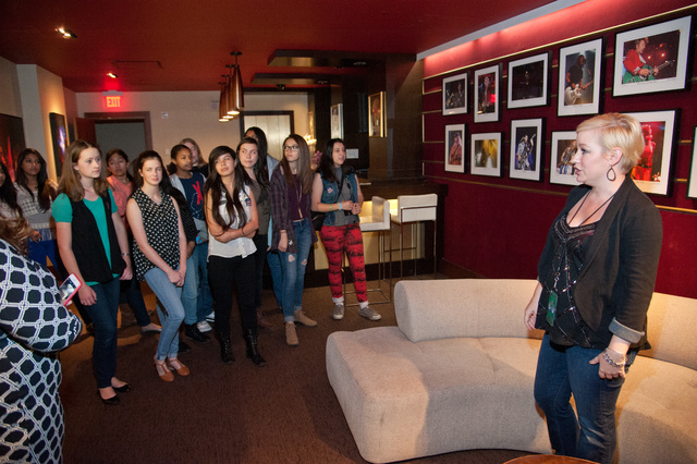 Members of the eighth-grade orchestra class at Knudson Middle School took an all-access tour of The Joint at the Hard Rock Hotel, 4455 Paradise Road, May 13, 2015. (Special to View)
