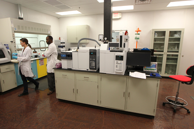 The inside of the analytical room at the DigiPath Labs facility in Las Vegas is seen during a tour Wednesday, April 15, 2015. DigiPath Labs will be one of the first in Clark County facilities to o ...