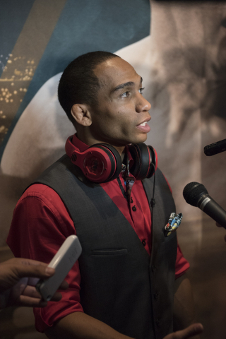 UFC flyweight John "The Magician" Dodson answers questions during media day before competing at UFC 187 from the MGM Grand hotel-casino in Las Vegas on Thursday, May 21, 2015. (Martin S. ...