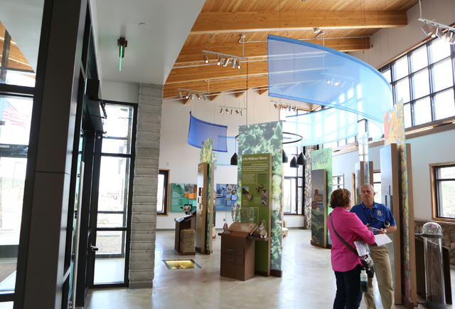 Exhibits are shown inside the visitor center at Spring Mountains Visitor Gateway Friday, May 30, 2015, in Kyle Canyon near Las Vegas. The new 128-acre complex is located on Route 157 and is about  ...