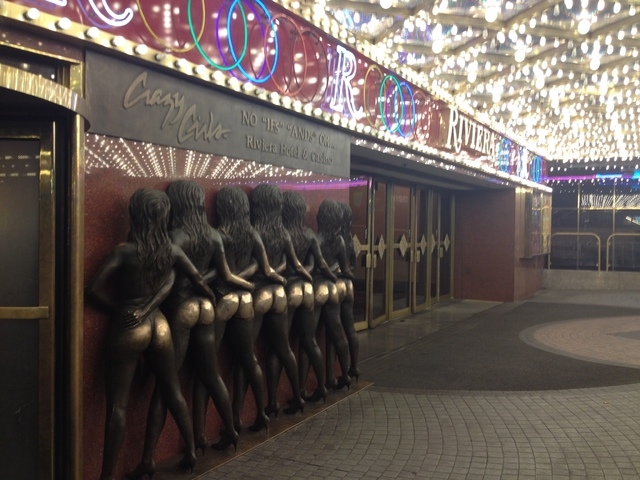 The hand-polished “Crazy Girls” statue in front of the Riviera is