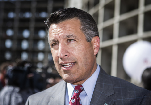 Gov. Brian Sandoval during the groundbreaking of  the $4 billion Resorts World Las Vegas resort property, the site of the former Stardust hotel-casino on Tuesday, May 5, 2015. Jeff Scheid/Las Vega ...