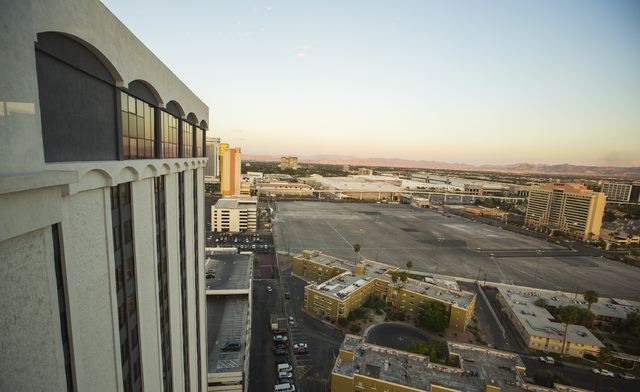 A view looking east looking toward the Las Vegas Convention Center is taken from the Top of the Riv at the Riviera hotel-casino, 2901 Las Vegas Blvd. South, on Monday, April 20, 2015. The resort w ...