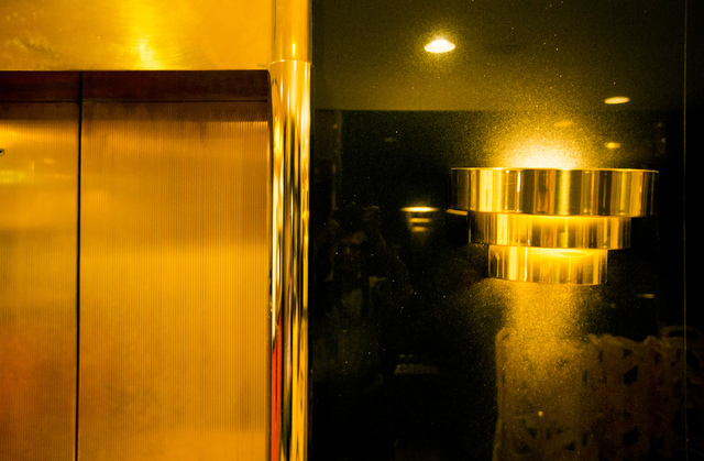 Light fixtures in front of the Monaco Tower elevator as seen in the  Riviera hotel-casino, 2901 Las Vegas Blvd. South, on Wednesday, April 23, 2015.  The resort will close Monday, May 4, to make r ...