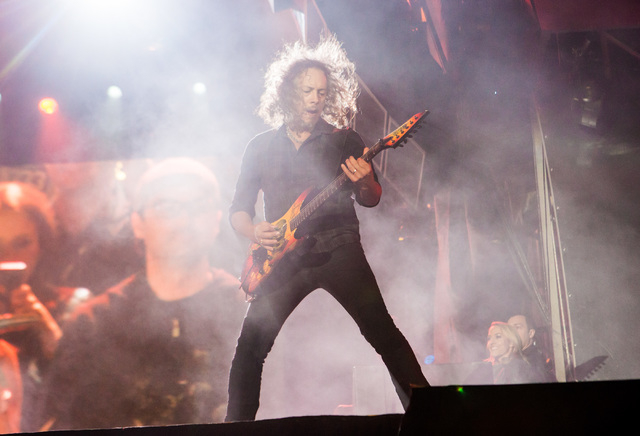 Kirk Hammett of Metallica performs at the main stage during the Rock in Rio USA music festival in Las Vegas on Saturday, May 9, 2015. (Chase Stevens/Las Vegas Review-Journal) Follow Chase Stevens ...