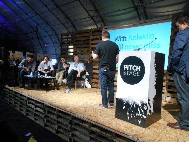 An unidentified startup company makes a pitch to unidentified investors at the Collision Conference at World Market Center on Tuesday, May 5, 2015. The conference was held to allow startup compani ...