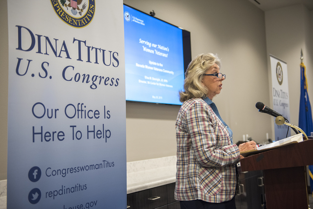 U.S. Rep. Dina Titus, D-Nev., speaks during a forum  at the Public Education Foundation building in Las Vegas on Thursday, May 28, 2015. (Martin S. Fuentes/Las Vegas Review-Journal)