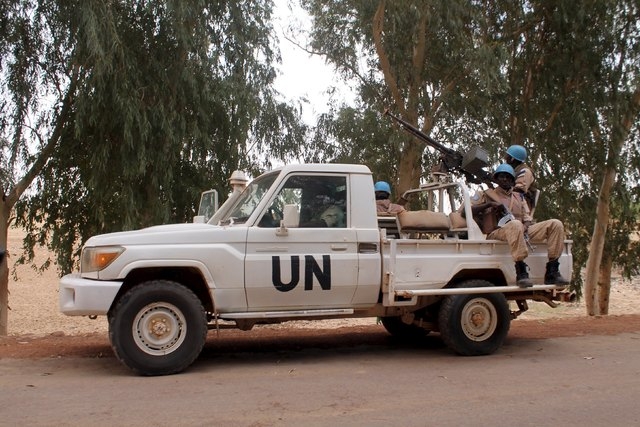 UN peacekeepers patrol in the northern town of Kouroume, Mali May 13, 2015. Kourome is 18 km (11 miles) south of Timbuktu. (REUTERS/Adama Diarra)