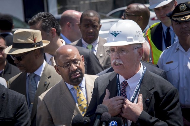 Amtrak CEO Joseph Boardman speaks at a press conference two days after an Amtrak passenger train derailed in Philadelphia, May 14, 2015. An Amtrak passenger train with more than 200 passengers on  ...