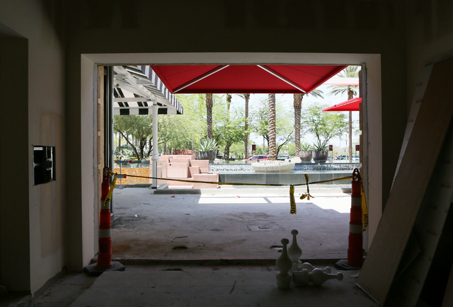 An openening in the wall is shown where a future window will be in a private dining area for Salute at Red Rock hotel-casino Wednesday, June 3, 2015, in Las Vegas. The new Italian restaurant, buil ...