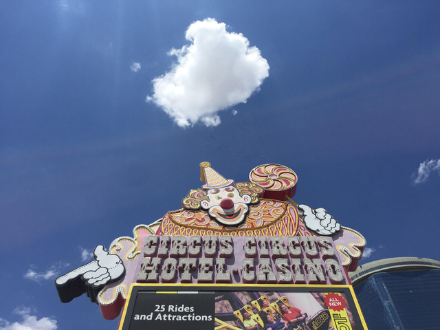 The sign outside Circus Circus welcomes visitors on the Strip in Las Vegas on Wednesday, June 10, 2015. (James Tensuan/Las Vegas Review-Journal)