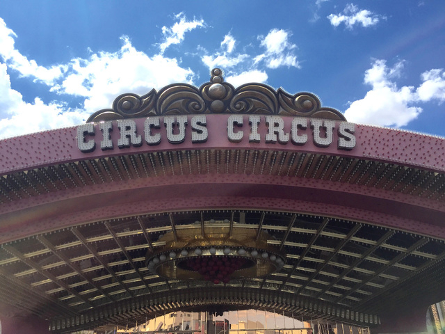 The sign outside Circus Circus welcomes visitors on the Strip in Las Vegas on Wednesday, June 10, 2015. (James Tensuan/Las Vegas Review-Journal)
