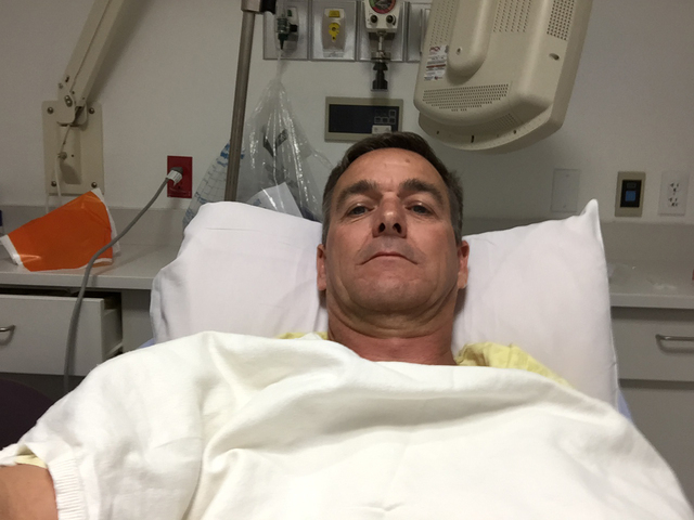 Joey England is seen in his hospital bed before surgery April 1, 2015. He experienced gastrointestinal issues for 10 years before his doctor pushed for a colonoscopy, which is not a common procedu ...