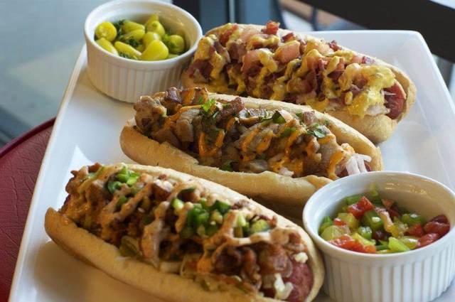 Fusion hot dogs at Buldogis. (Courtesy)