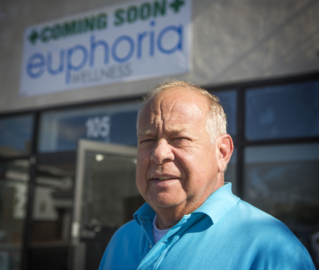 Joe Lamarca, one of the owners of Euphoria Wellness, 7780 S. Jones Boulevard, is seen Friday, Jan. 9,2015 outside the site of the under construction medical marijuana dispensary. Euphoria Wellness ...