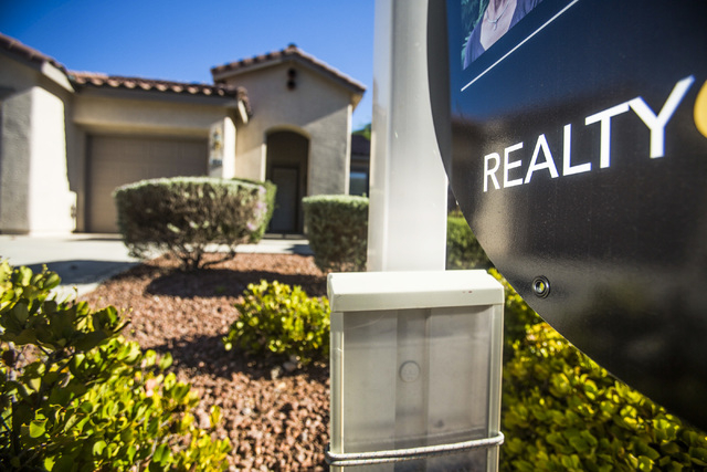 An existing home for sale in Summerlin as on Tuesday, July 22, 2014. National sales of previously owned homes rose for a third straight month in June, pushing  seasonally adjusted pace of 5.04 mil ...