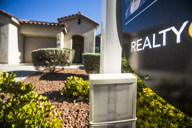 An existing home for sale in Summerlin as on Tuesday, July 22, 2014. National sales of previously owned homes rose for a third straight month in June, pushing seasonally adjusted pace of 5.04 mil ...