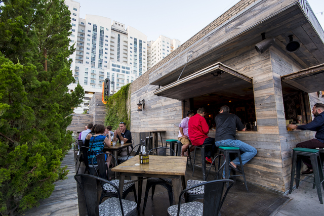 The outdoor dining and bar area out front of Park on Fremont in Las Vegas on Friday, June 5, 2015. (Joshua Dahl/Las Vegas Review-Journal)